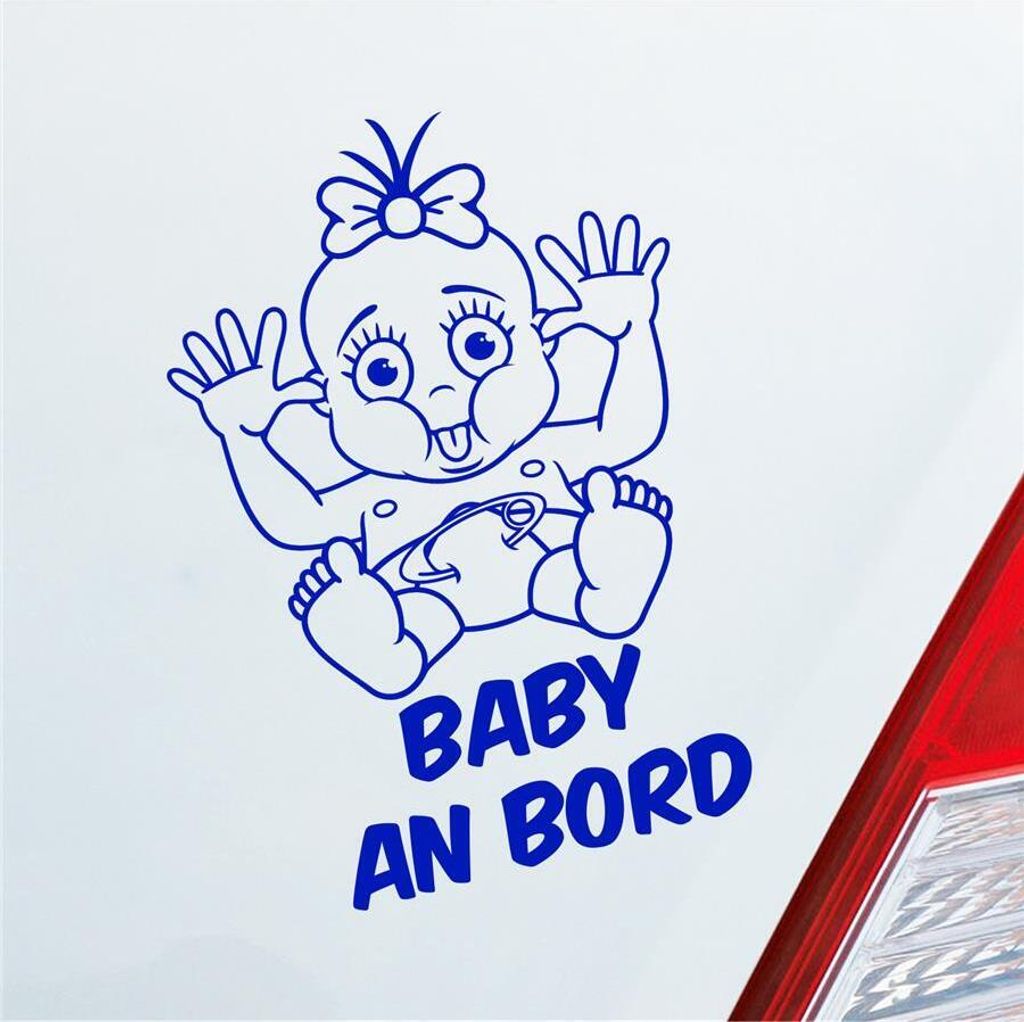 Auto Aufkleber Baby an Bord on Tour 20x30 cm Dunkelblau Sticker Heckscheibenaufkleber
