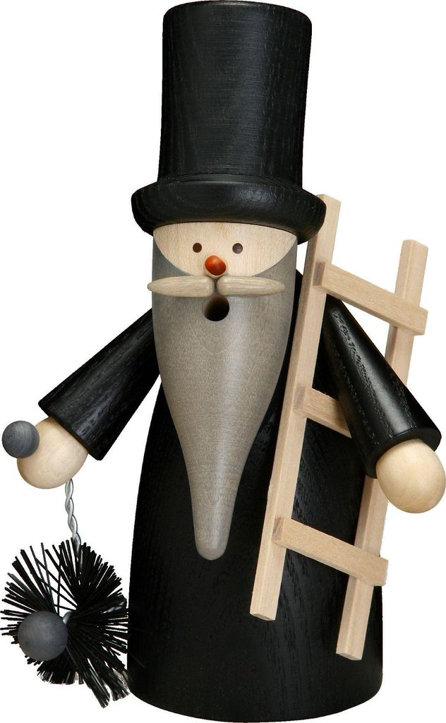 Seiffener Volkskunst Räucherfigur Schornsteinfeger-Wichtel - Größe ca. 16cm, für Räucherkerzen Größe M (Standard) - 12317