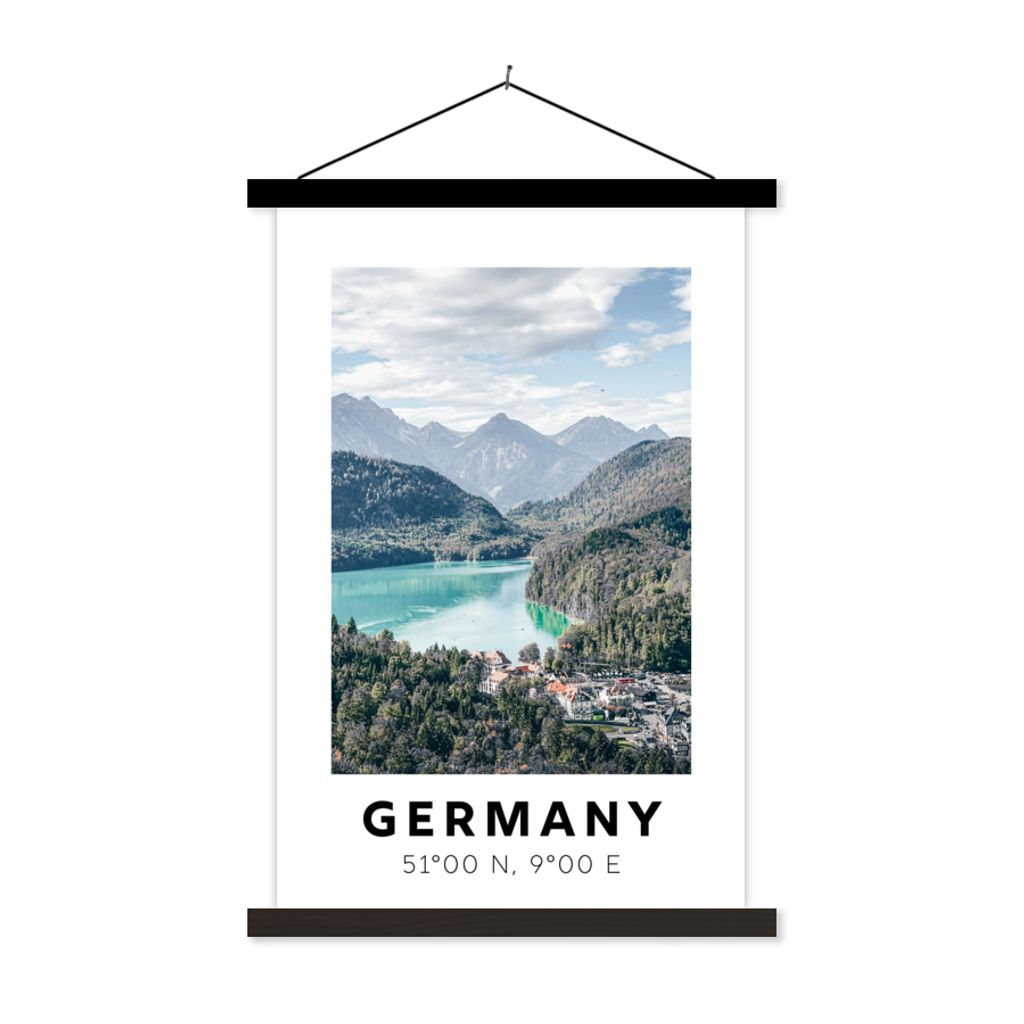 MuchoWow Textilposter Deutschland - Wasser - Wald 120x180 cm mit schwarzem Rahmen - Fotos