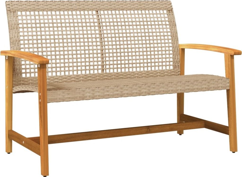 Gartenbank Beige 112 cm Poly Rattan und Akazienholz