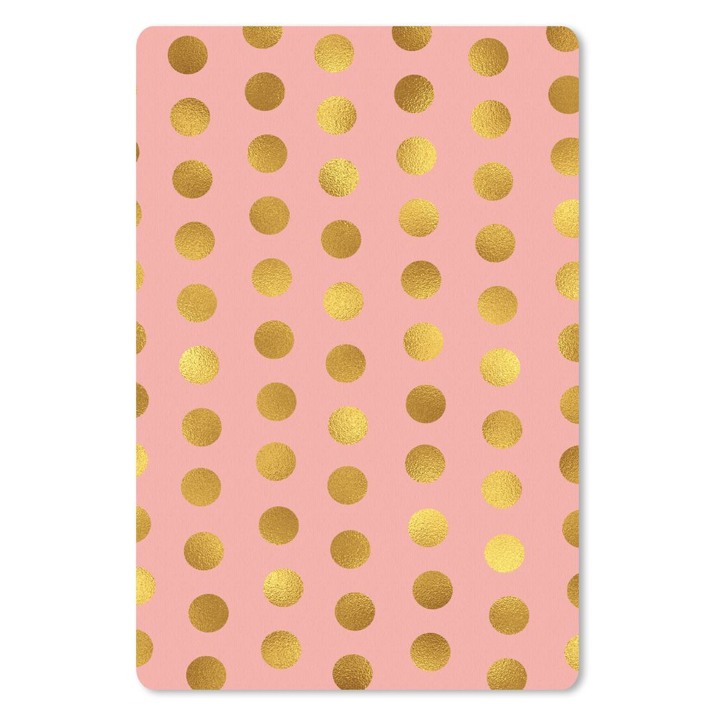 MuchoWow Mauspad Mousepad Muster - Rosa - Gold - Polka dots 18x27 cm - Mousepads - Maus Mat - Pad - Mausunterlage