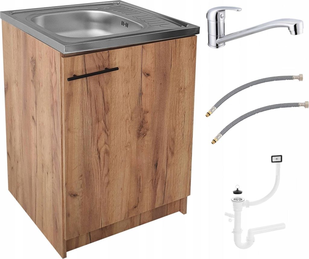 Stamar | Küchenunterschrank - mit Spüle Deante - goldene Eiche - 60 x 50 cm - Set mit Siphon für Spüle