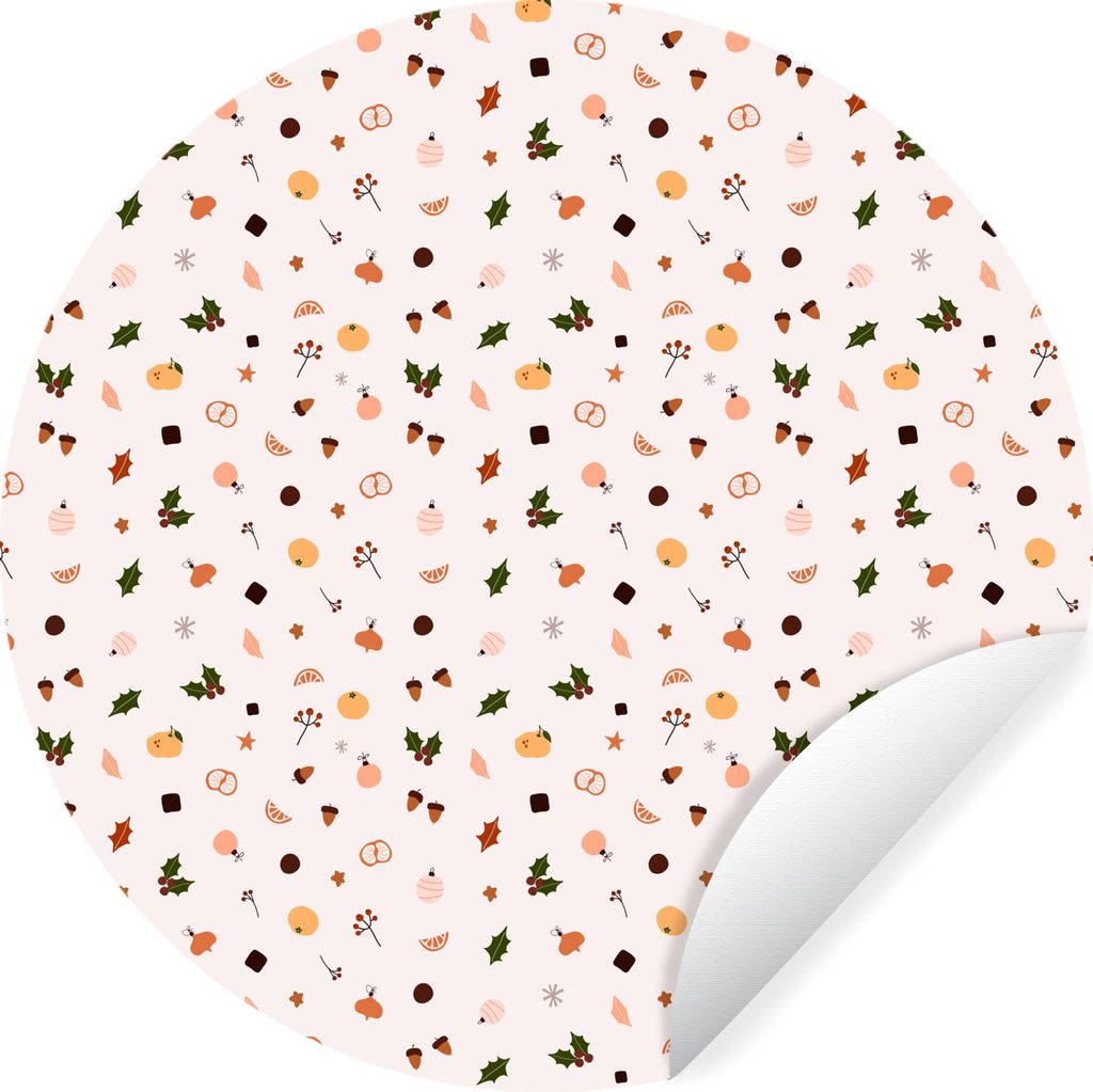 MuchoWow Runde Wandtattoo - Wandsticker Tapete Aufkleber Winter - Schablonen - Weiß Ø 30 cm Selbstklebend und Repositionierbar - Wandaufkleber ...