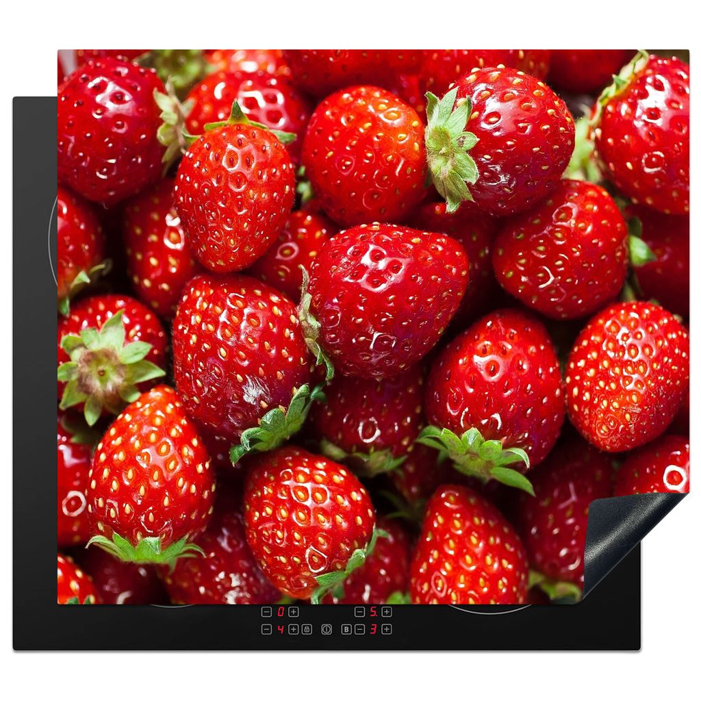 KitchenYeah Herdabdeckplatte Erdbeeren - Rot - Obst - Früchte , 57x51cm, Küche Deko, Glaskeramikkochfeld Herdabdeckung, Abdeckplatte fùr Kochfeld