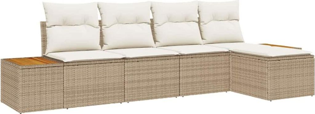 vidaXL Gartensofa-set mit Kissen 6 pcs Beige und Creme Polyrattan