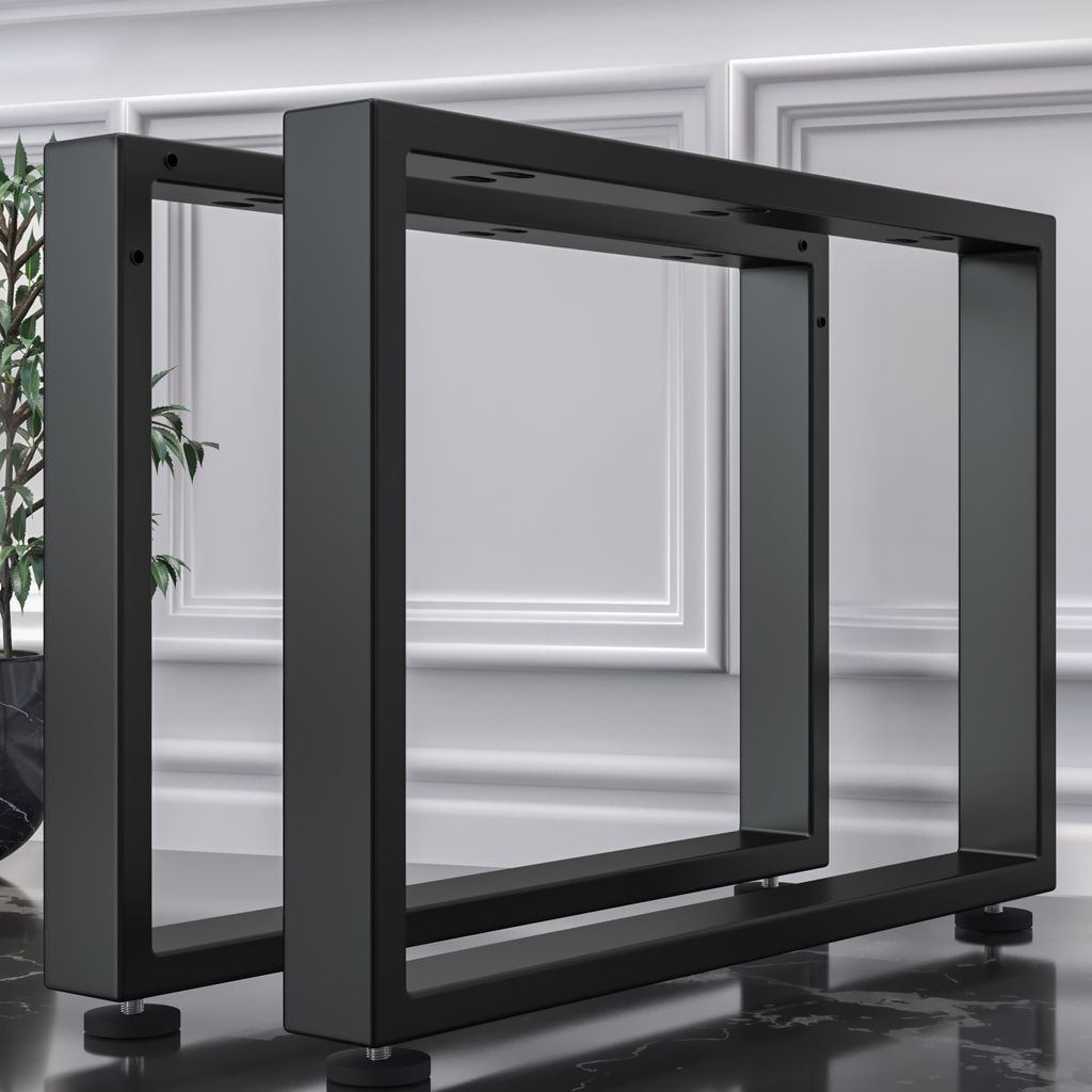 2er-Set MORENA | Tisch Kufe | Schwarz | Füße: 8x8cm | B98xH73cm | U Tischgestell, Kufe Schwarz