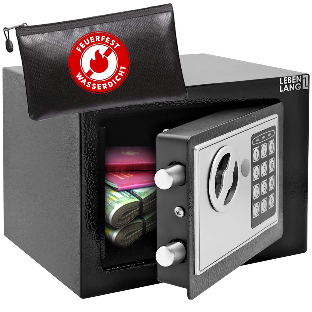 LEBENLANG 5L Safe Tresor für Zuhause - Inkl. Feuerfester Produktbild 