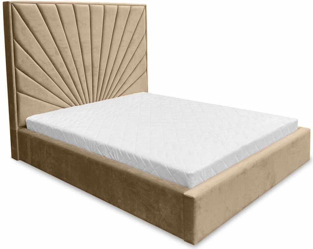 Ares Meble Polsterbett mit Kopfteil DUBAI - Samt Bett mit Schubladen - Bettgestell mit Bettkopfteil - Schlafzimmer Möbel - 160x200 cm - Beige