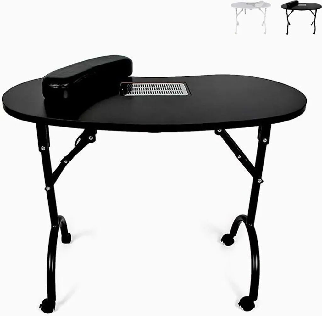 Table de Manucure Pliable Easynails avec Valve d'Écoulement Intégrée Noire