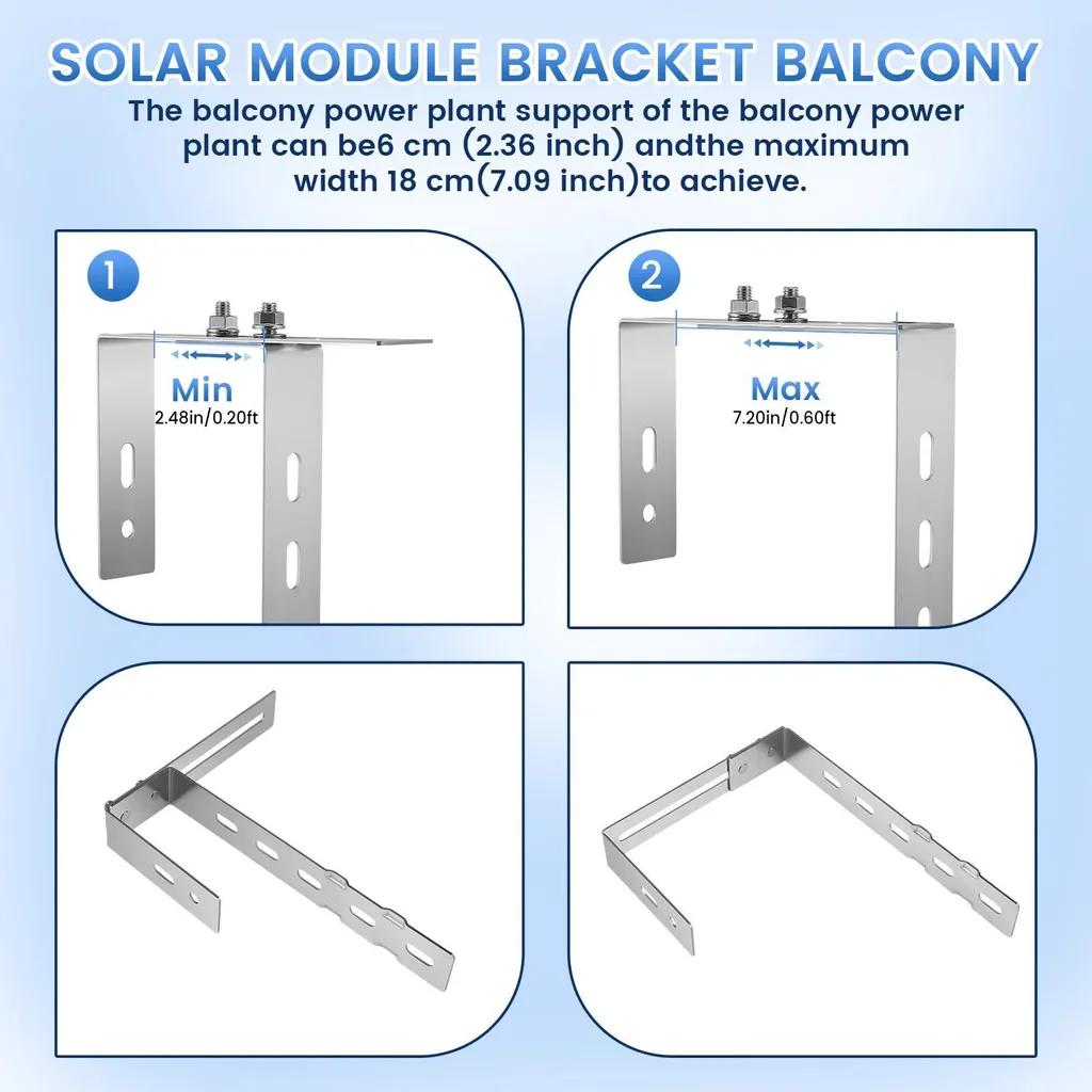 Kit de fixation balcon pour centrale solaire - Support réglable (x2)