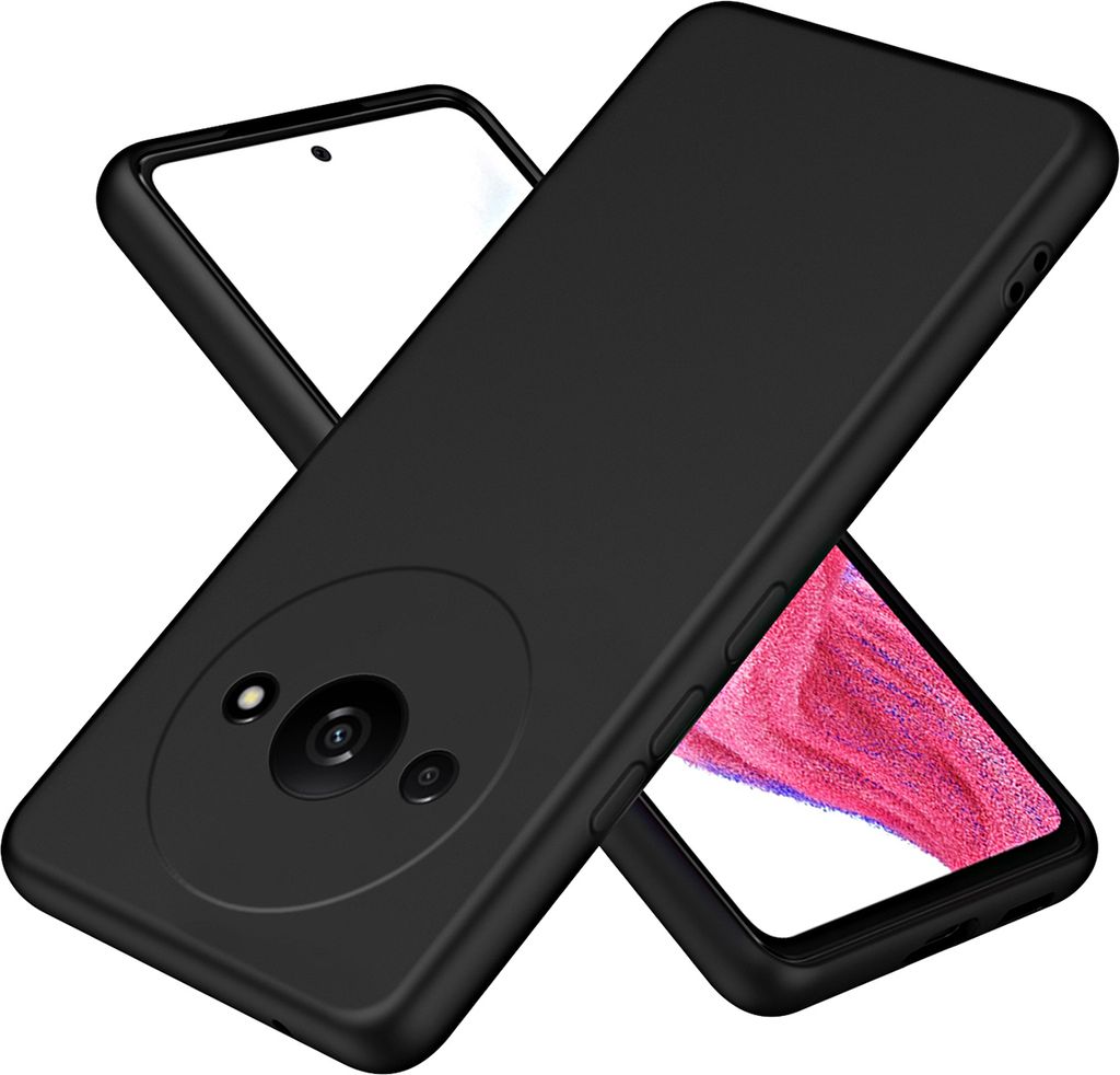 Hülle für Xiaomi Redmi A3 Flüssig Silikon Weich Kratzfest Schutzhülle Schwarz