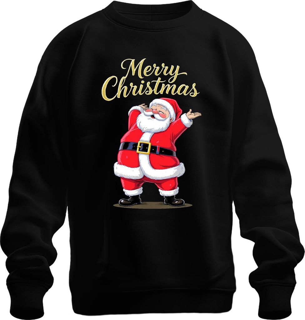 Merry Christmas Weihnachtsmann Santa Claus Lustig Geschenk Kinder Uni Sweatshirt Pullover, Schwarz, XXL