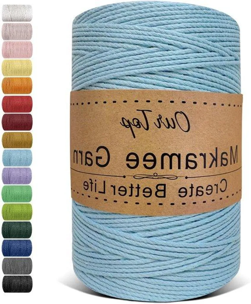 Bobine macramé 500 mètres bleu clair 2mm fil coton haute résistance