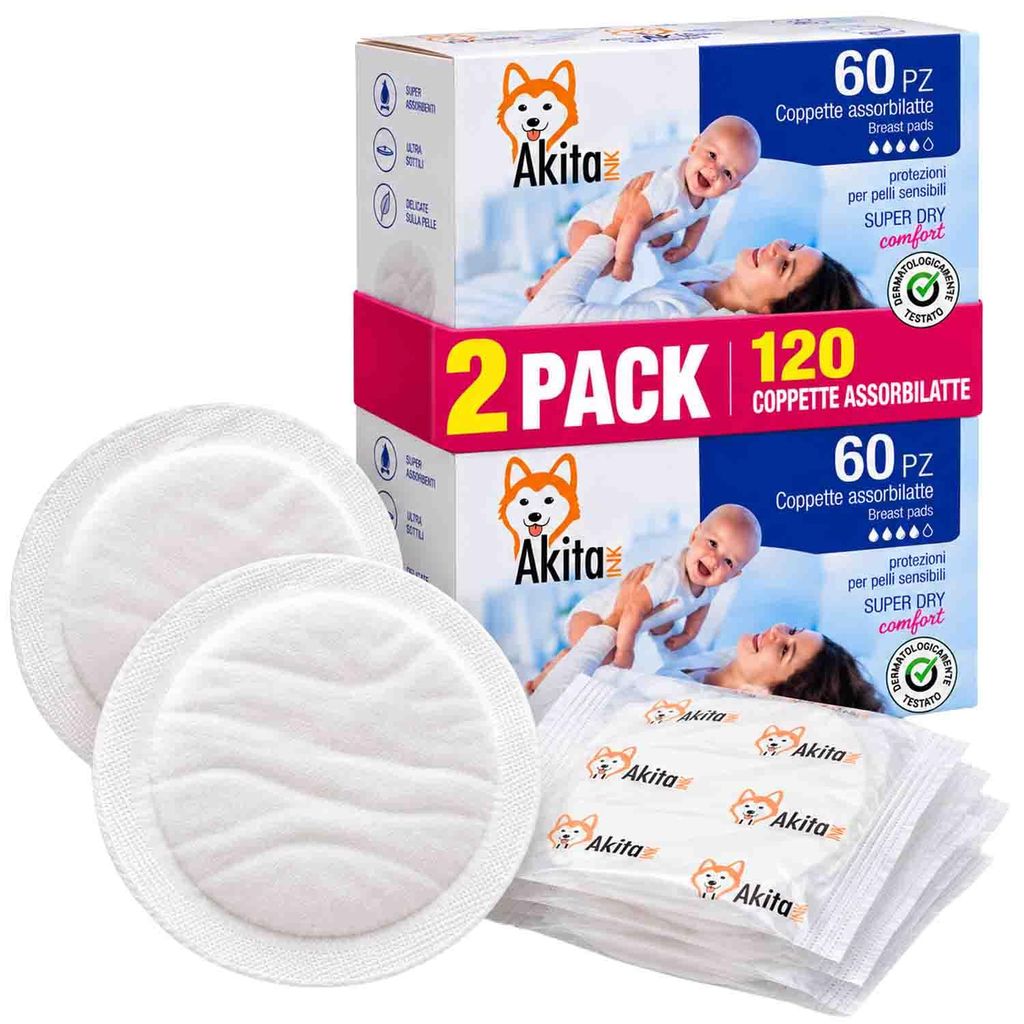Akitaink Coppette Assorbilatte 120 Pz Ultra Assorbenti Immagine del prodotto 