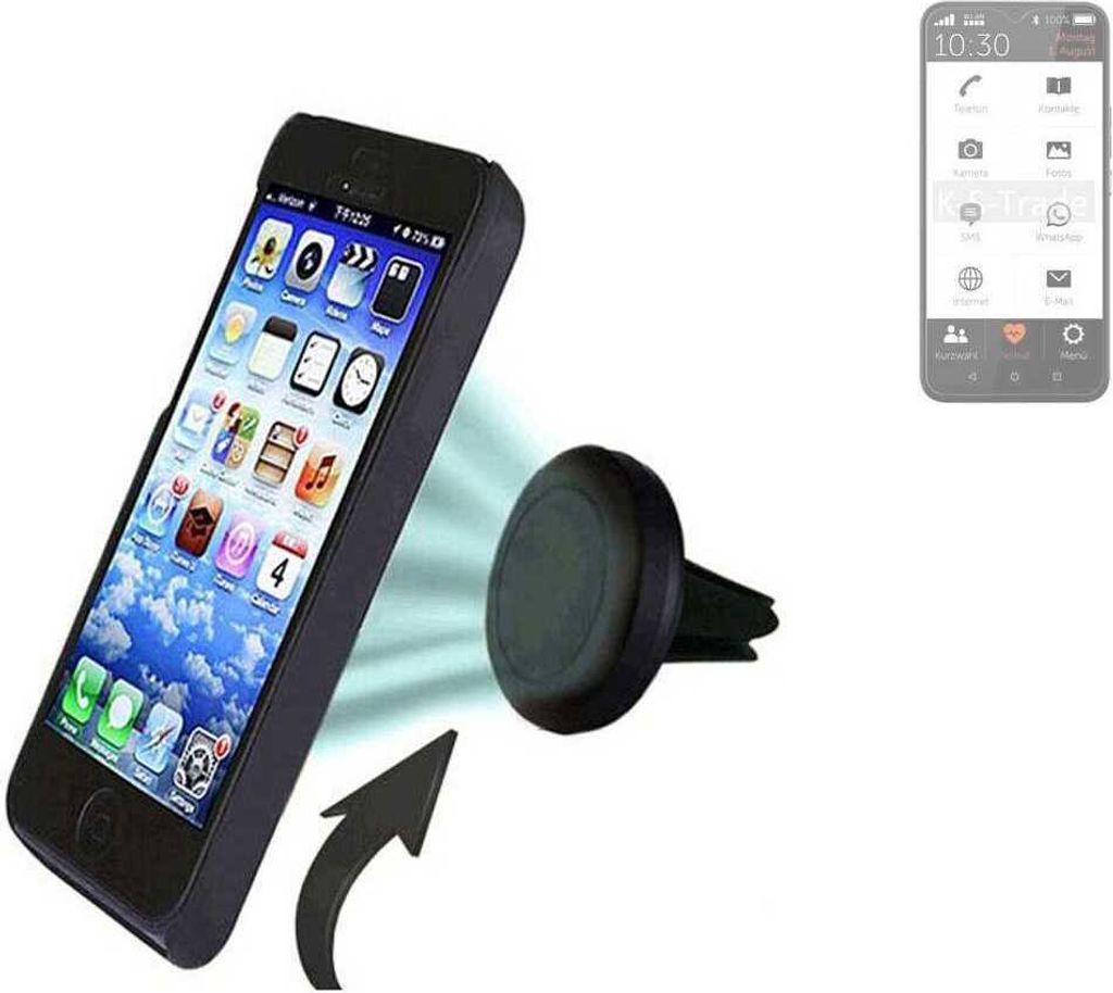 K-S-Trade Kompatibel mit Gigaset GS5 Senior Auto Handy Halterung KFZ Halter Lüftungsgitterhalterung Air Vent mount Smartphone Halter