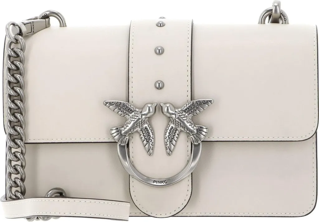 Petit sac à épaule bandoulière en cuir blanc Pinko Love One Mini Chic
