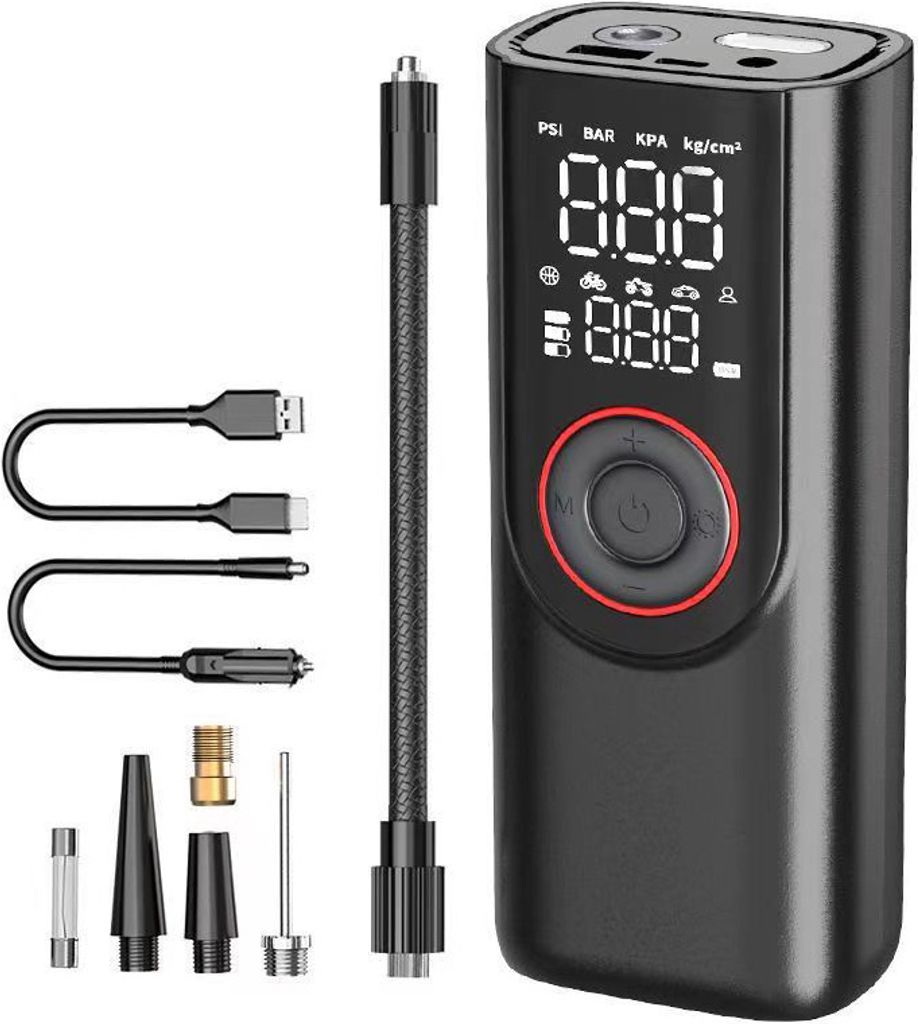 Tragbarer Luftkompressor Mini Reifenpumpe-Elektrische Luftpumpe Akku Luftpumpe Kompressor mit Digitale LCD Bildschirm Pressure Gauge Mini Fahrradpu...