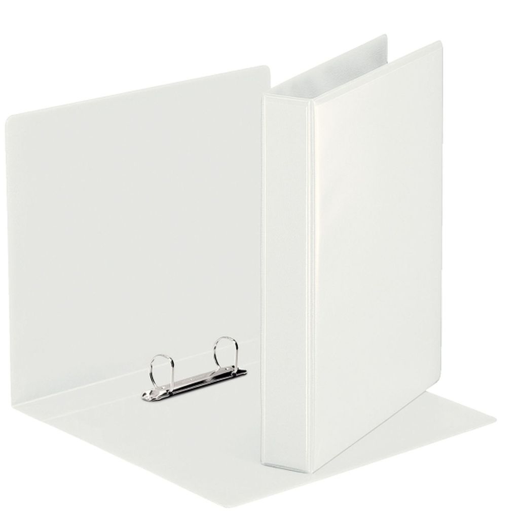 A white binder is shown open on a white background.