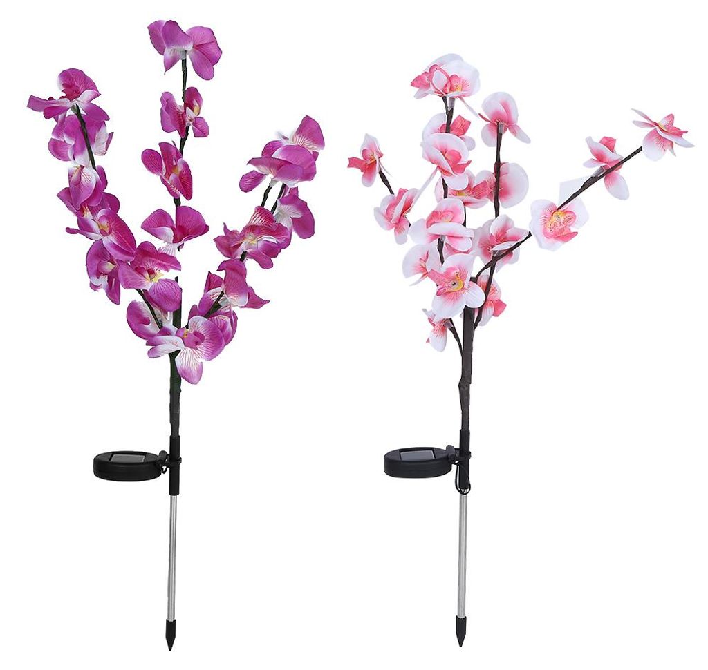 2 Teile/satz Solar Power LED Künstliche Orchidee Baum Lichter für Garten Hof Rasen Dekoration