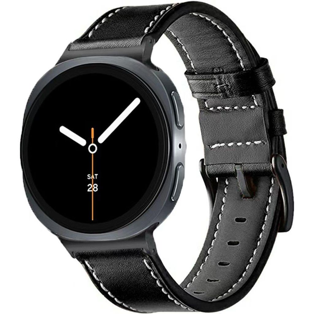 FFO2World Lederarmband für Samsung Galaxy Watch 8 (40/44 mm) & 8 Classic (46 mm) – Echtes Leder, stilvoll & robust – Schwarz