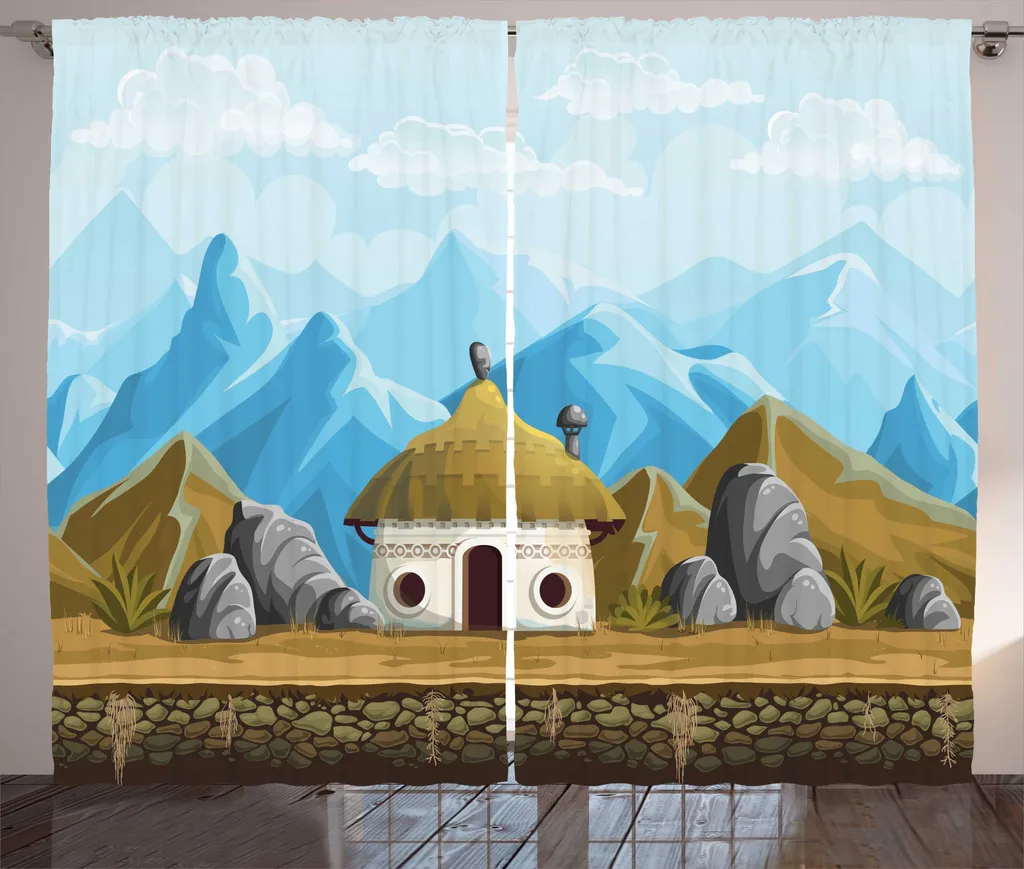 ABAKUHAUS Tenda Rustica Paesaggio Montano 280x175cm - Effetto 3D