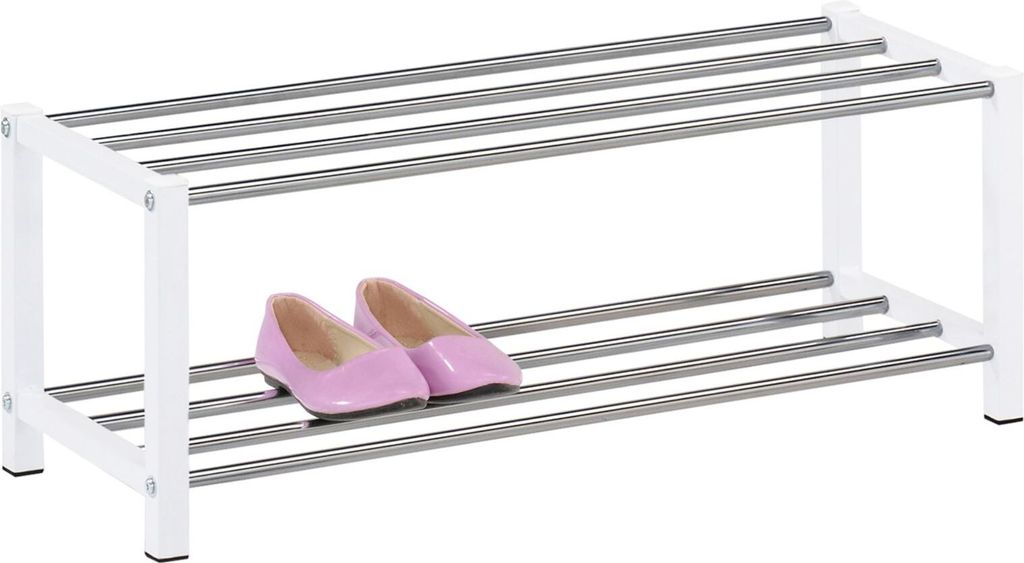 Schuhregal DUBLIN mit 2 Ablagen in weiß. Robustes Produktbild 1