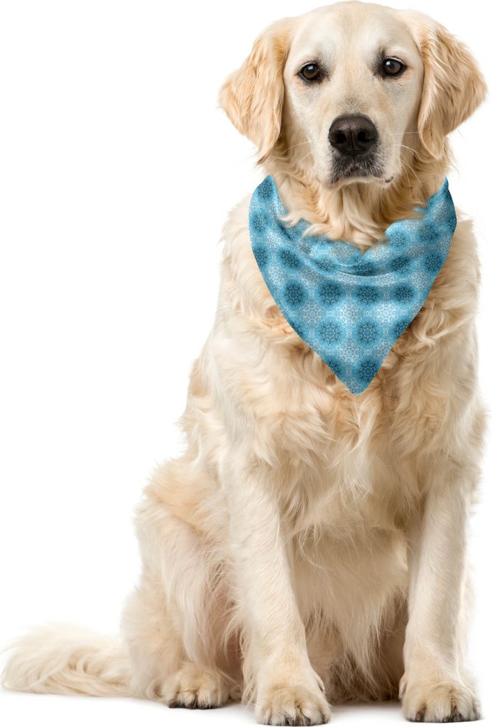 ABAKUHAUS Blauer Mandala Haustier Bandana, Böhmische Blumenfliese, 40x40 cm, Dunkelblau Hellblau