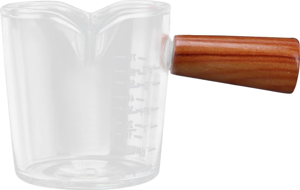 Double Spout Milchbecher mit Holzgriff Glas Kaffee Messbecher für Home KitchenTick Bottom Type