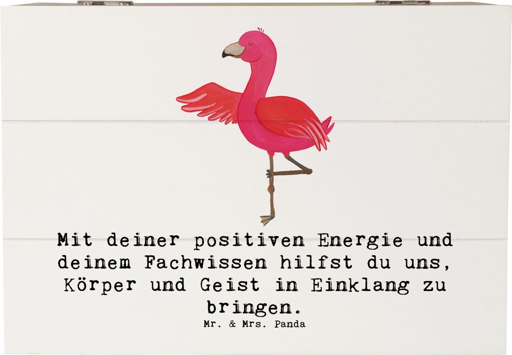 Mr. & Mrs. Panda Schatulle Yoga Trainerin Harmonie 22 x 15 cm - Weiß - Geschenk, Dankeschön, Kiste, Balance, innerer Frieden, Zufriedenheit, Holz...