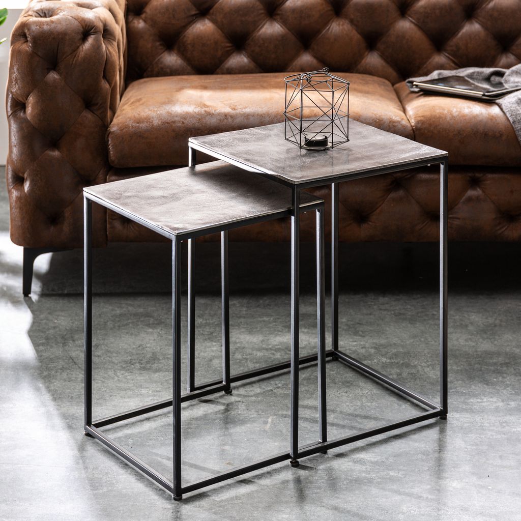 riess-ambiente Beistelltisch 2er Set ELEMENTS 40cm silber schwarz Couchtisch Tisch