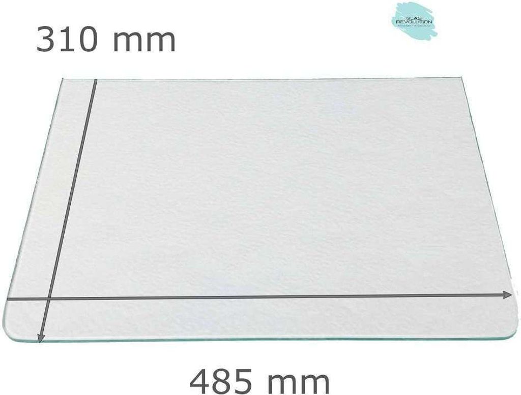 Kühlschrank Einlegeboden - Strukturglas Kathedral 4 mm - 2 abgerundete Ecken - 485 mm x 310 mm - (89,96 EUR / qm - Mindestbfl. 0,25 qm - Kantenb 5...
