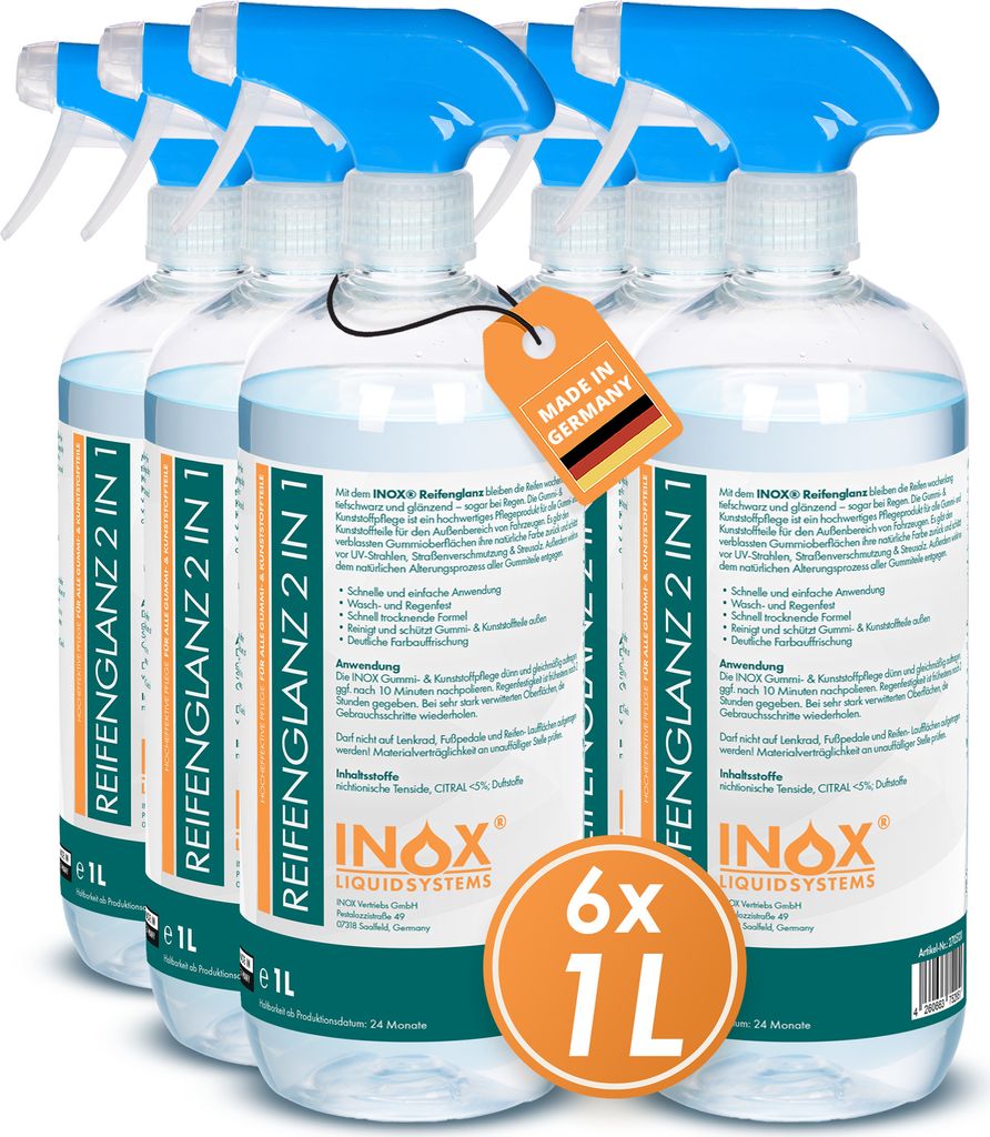 INOX 6x1L Reifenglanz 2:1 Kunststoffpflege & Gummipflege Reifenpflege Reiniger
