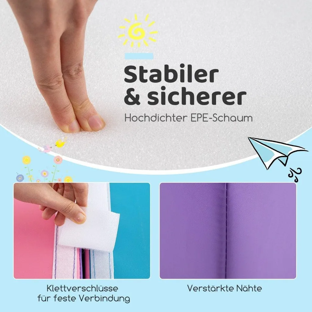 Parcours de motricité en mousse 6 modules pour bébé, rose et violet doux