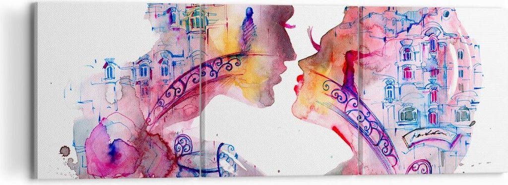 Bild auf Leinwand - Leinwandbild - Paar Liebe Frau urban - 120x40cm - Wand Bild - Wanddeko - Leinwanddruck - Bilder - Kunstdruck - Wanddekoration -...