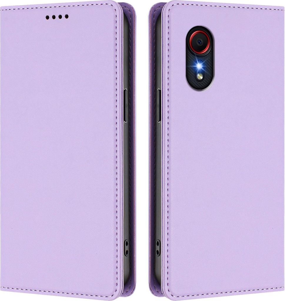 Handyhülle für Samsung Galaxy Xcover5, Kunstleder Klapphülle Stoßfeste Magnetische Hülle mit Ständer Violett