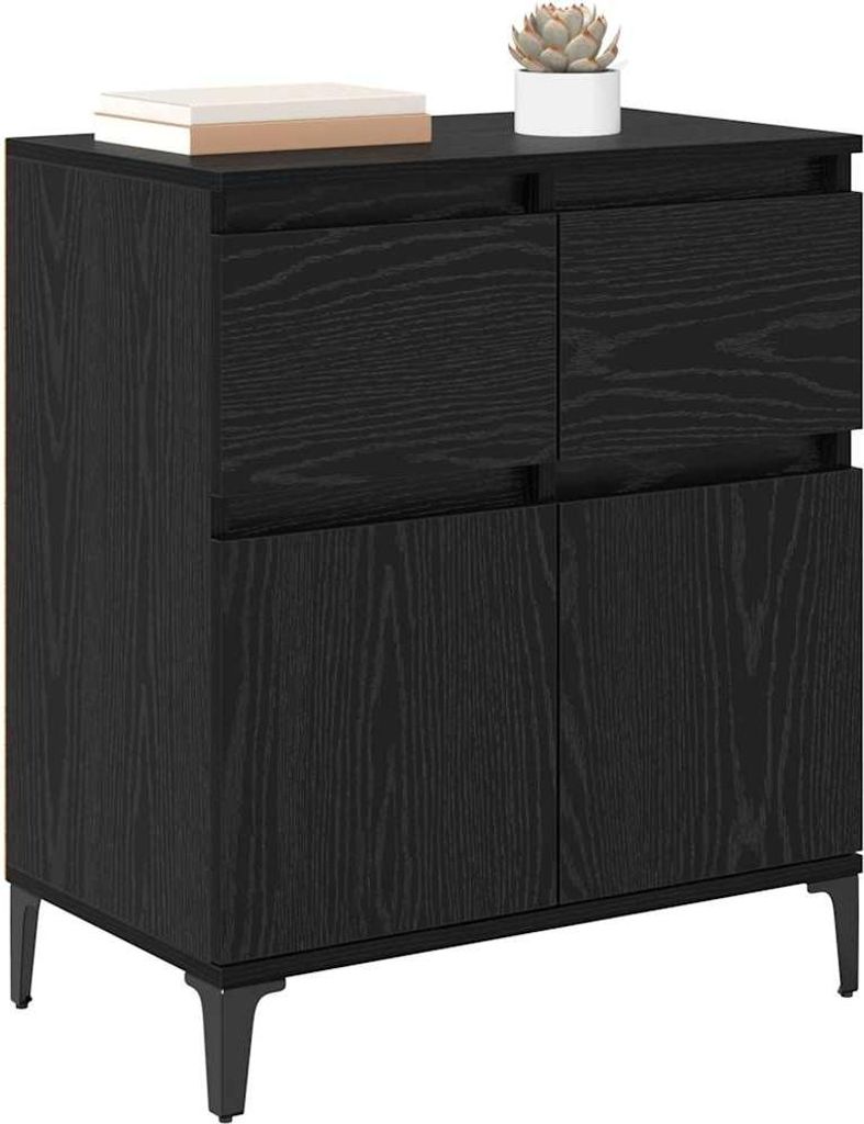 "Winter Sale" Sideboard mit Schubladen Schwarz Eichen-Optik 60 x 35 x 70cm - clorisNeu750272 - Kommoden