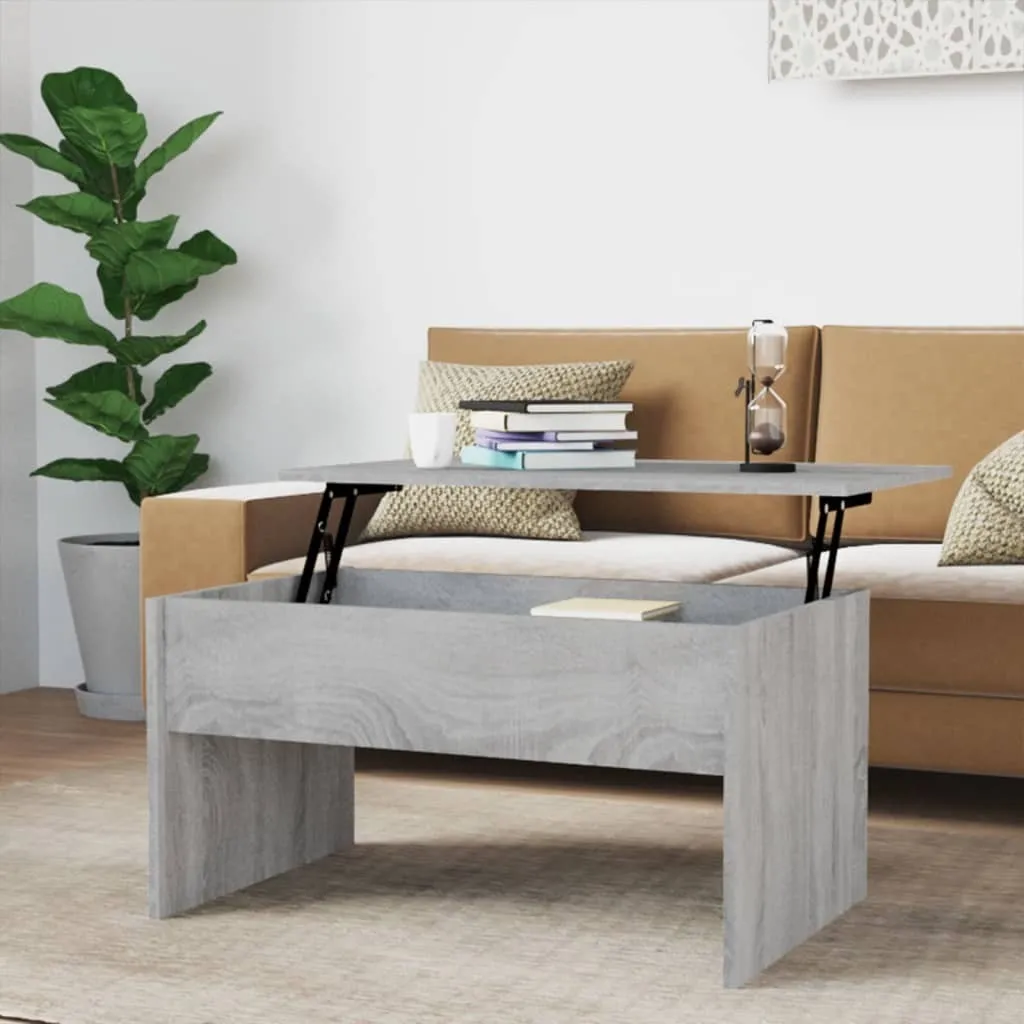 The Living Store Tavolino Grey Sonoma 80x50,5x41,5 cm Materiale a base di legno