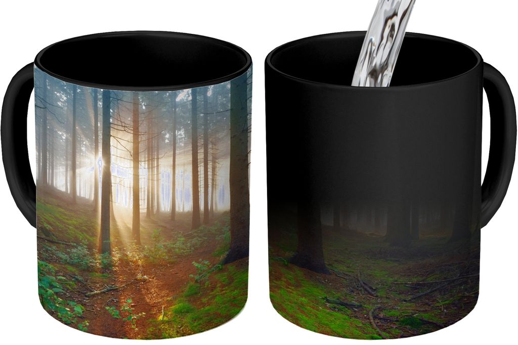 MuchoWow Zauber Tasse Zaubertasse Magic Wald - Baum - Pflanze 350 ml Farbwechsel Becher Geschenk Geschenkidee - Magic-Tasse - Fototasse - Keramik...