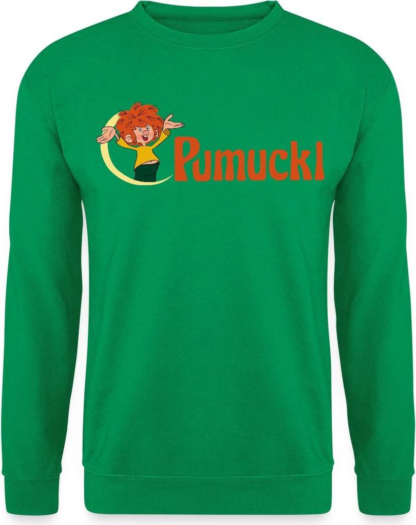 Spreadshirt Pumuckl Mit Frecher Pose Und Logo Schriftzug Uni Pullover, M, Kelly Green