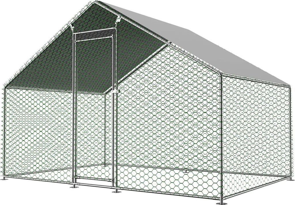 Outdoor Hühnergehege - Freilaufgehege - 3×2×2 m - Sicherheitsverschluss - Wasserdichte PE-Plane - Metallhaken - Grün