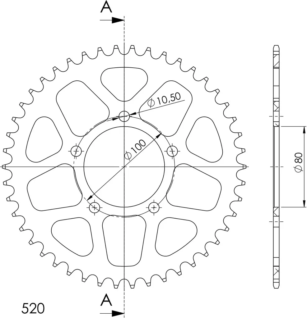 Couronne Moto 47 Dents Supersprox 520 pour Améliorer l'Accélération