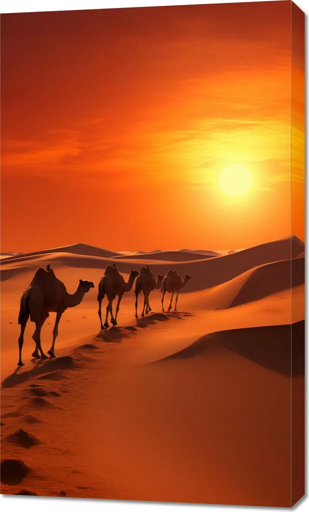 Tableau Caravane Désert 60x100 cm pour Salon - Ambiance Zen et Voyage