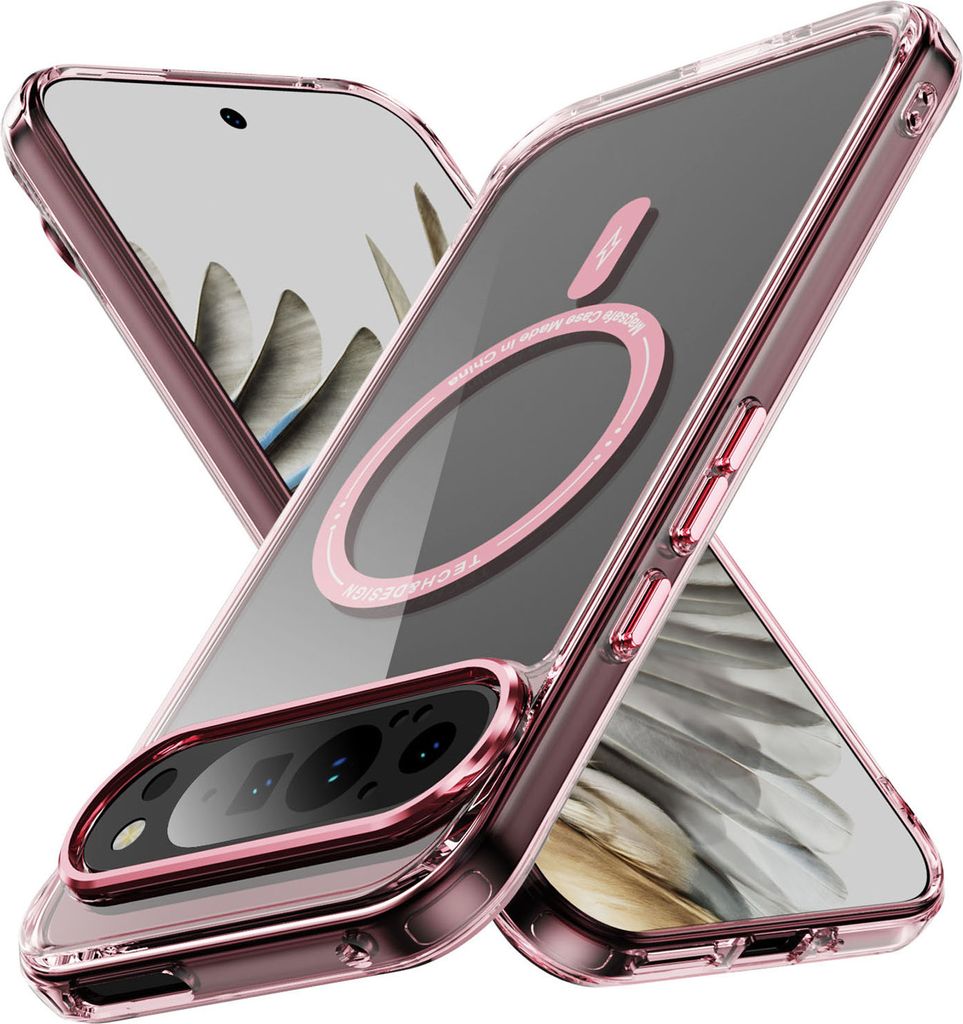 Magnetisch Klare Hülle für Google Pixel 9 Pro XL, Kompatibel mit MagSafe, Hybrid Stoßfeste Handyhülle Pink