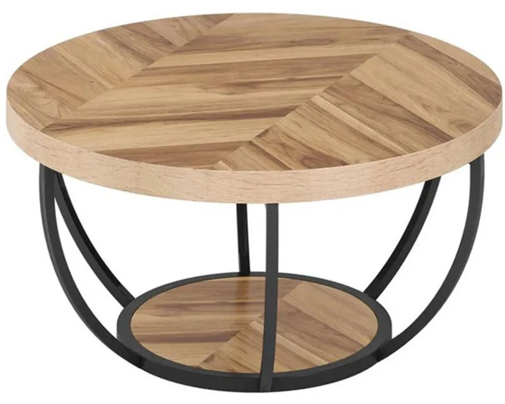 Table basse carrée HOGA-NY036, 84x84 cm, design industriel noir et marron