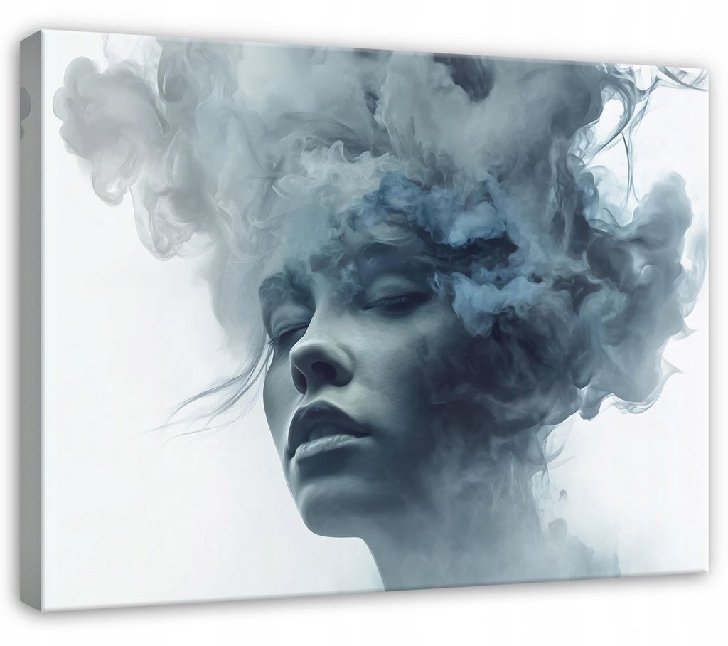 Leinwandbild Frau Abstraktion Gesicht - 120x80 cm - Wandbilder Wohnzimmer Schlafzimmer - Leinwand Leinwandbild Blau - PP15918O20