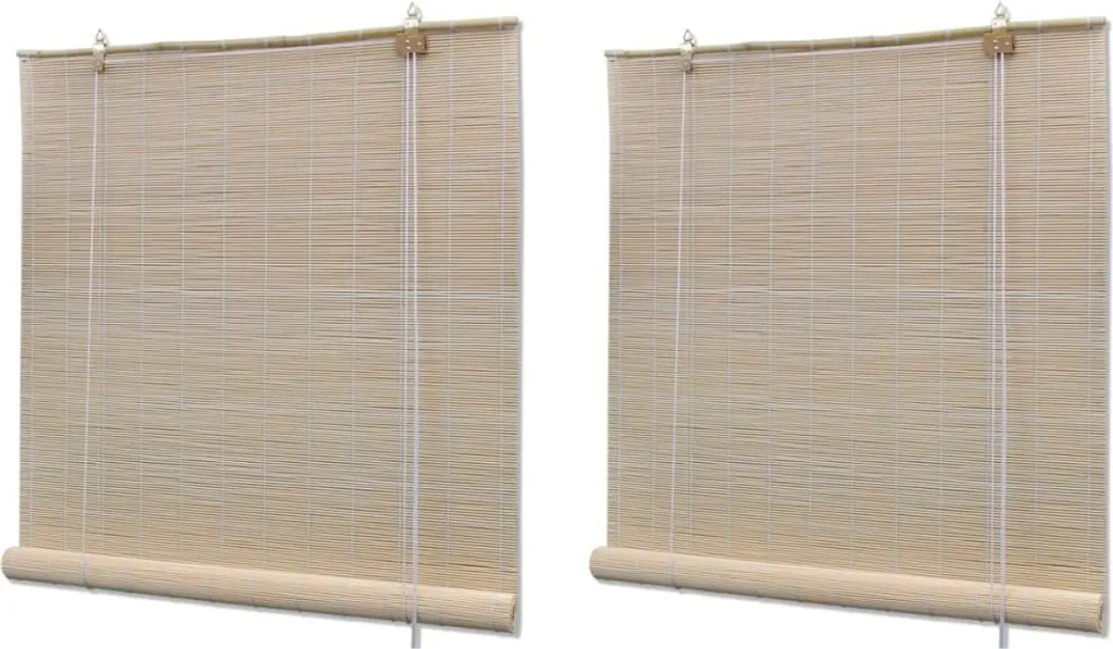 Store enrouleur bambou 120x160 cm lot de 2 rideaux bois tamisants