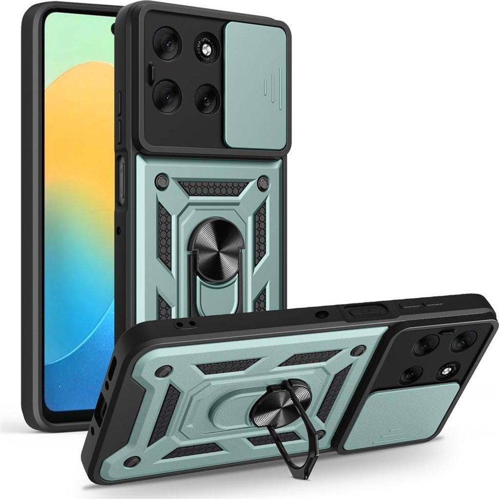 Motorola Moto G56 Hülle - Coverup Armor Ring Ständer Back Cover mit Kamera Schutz - Grün