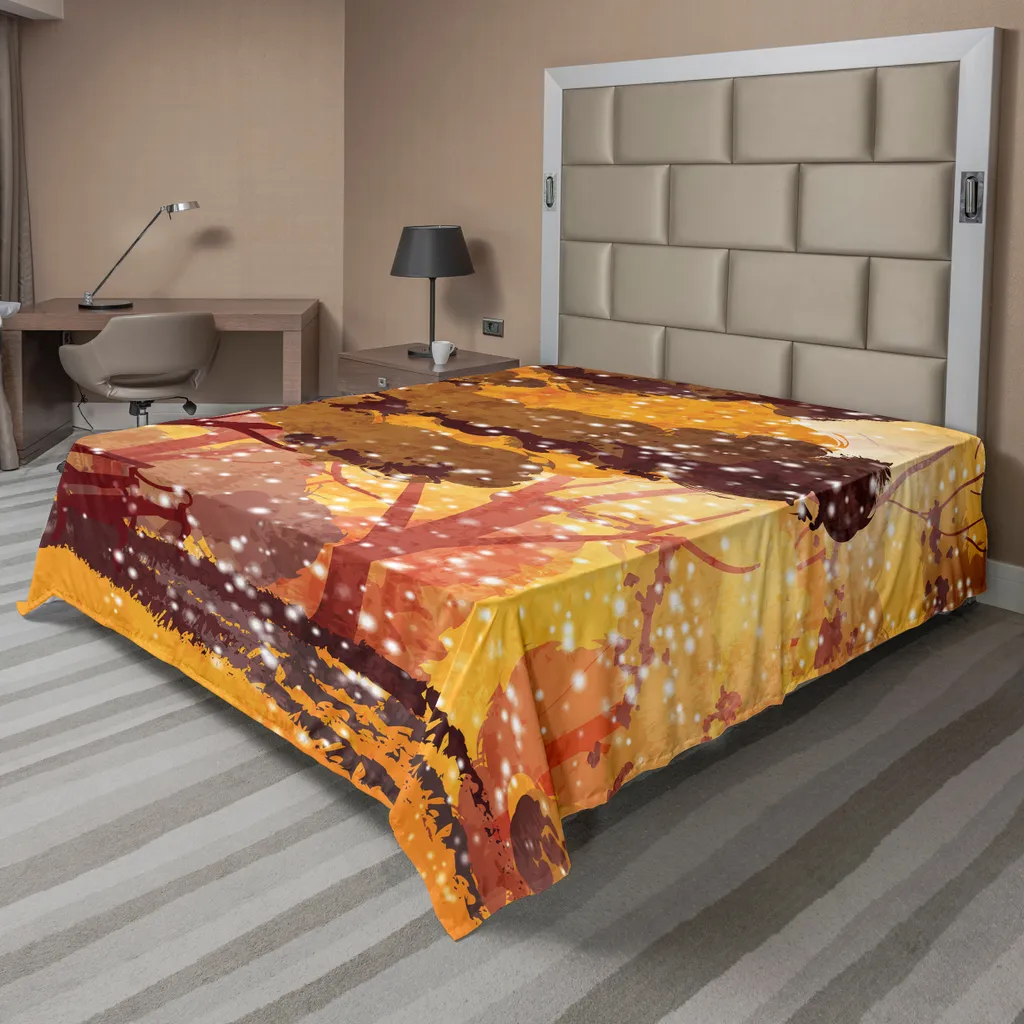 Drap Supérieur Doux Multicolore avec Illustration Numérique Arbres 260cm