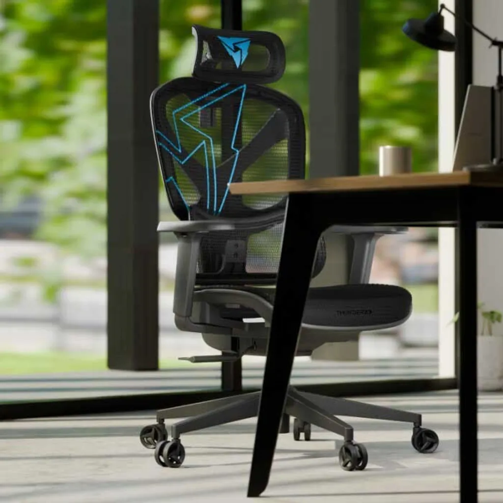 Chaise de Bureau Gaming ThunderX3 YTC-Mesh Noir Bleu Idéale Stream et Jeu