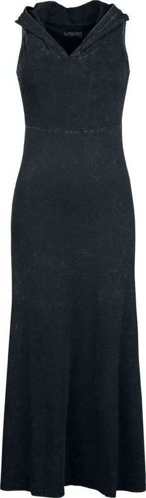 Gothicana by EMP Damen schwarzes Maxi Jerseykleid mit verstellbaren Trägern L